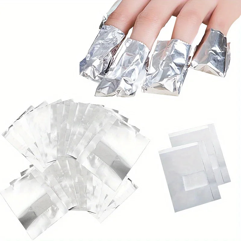 Nail Studio Aluminum Foil Sheets & Gel Polish Remover Pads Set Nail Gel Remover Kit Qme
