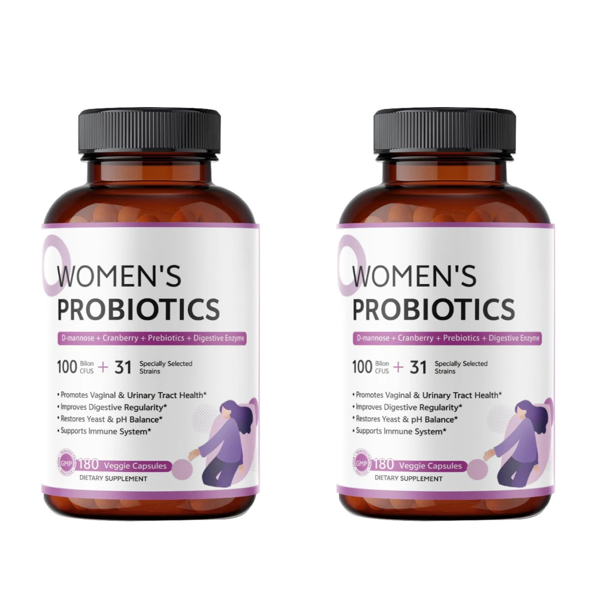 Women's Probiotics 100B CFUs 31 Strains Cranberry – 180 Caps Women's Probiotic Supplement Qst 2bottles 360capsules