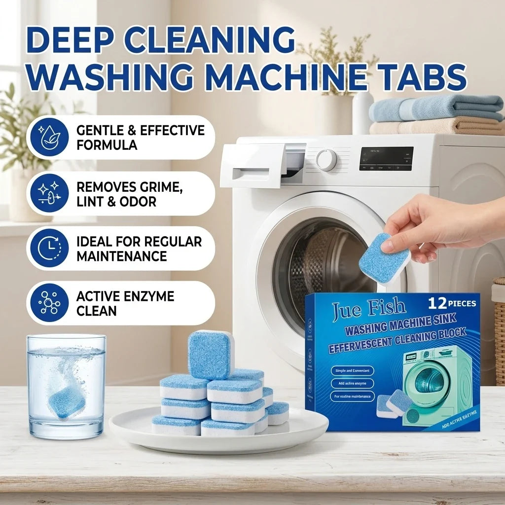 Washing Machine Cleaning Tablets – Removes Stains & Scale Washing Machine Cleaner Qme