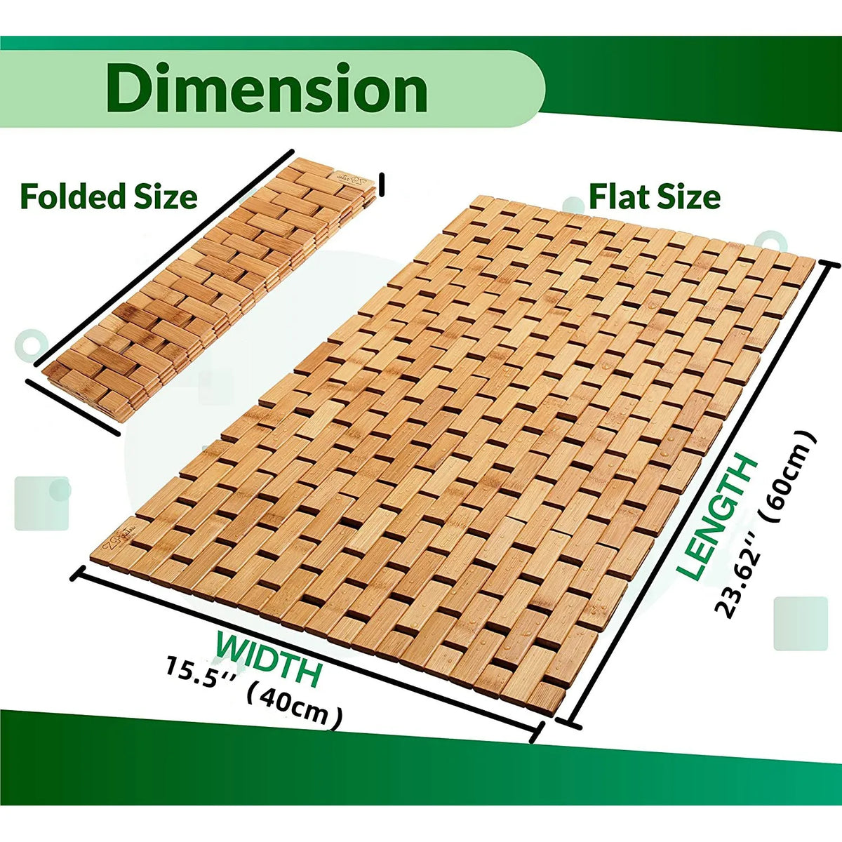 Foldable Bamboo Bath Mat – Eco-Friendly Non-Slip Wooden Bathmat Bamboo Bath Mat Qst M 40X60CM