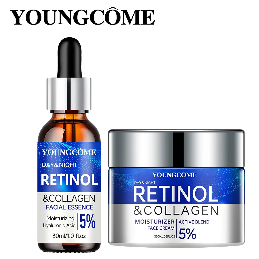 YOUNGCOME Retinol Cream & Serum Set – Moisturize & Smooth Skin Retinol Skincare Set Qst
