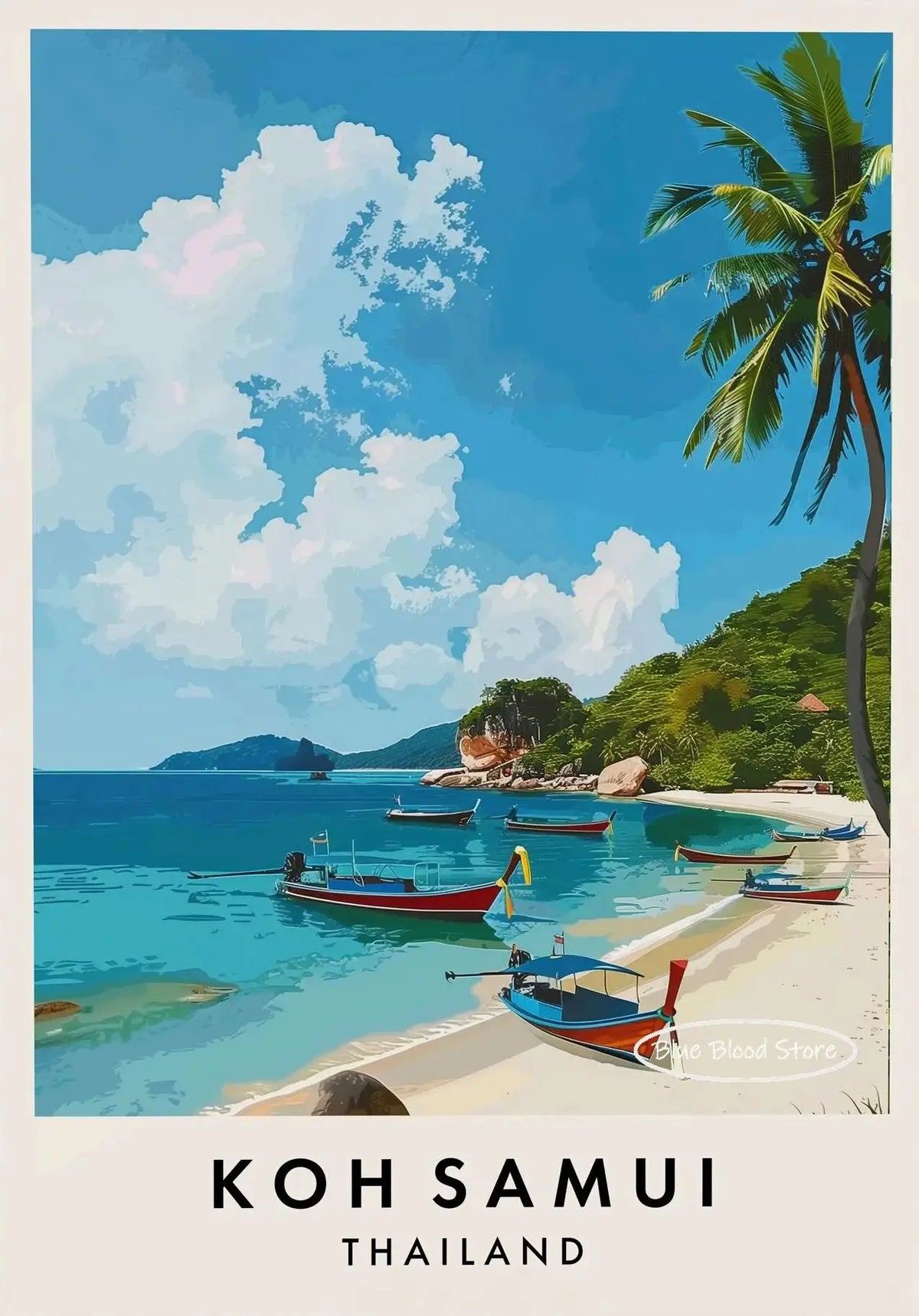 Thailand Travel Canvas Wall Art – Phuket Bangkok Landscape Poster Canvas Wall Art Qst 6 50x70cm Unframed