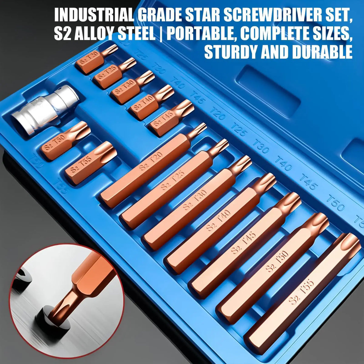 S2 Steel Magnetic Tamper-Proof Star Bits Set – 15-Piece Star Bit Set Qme