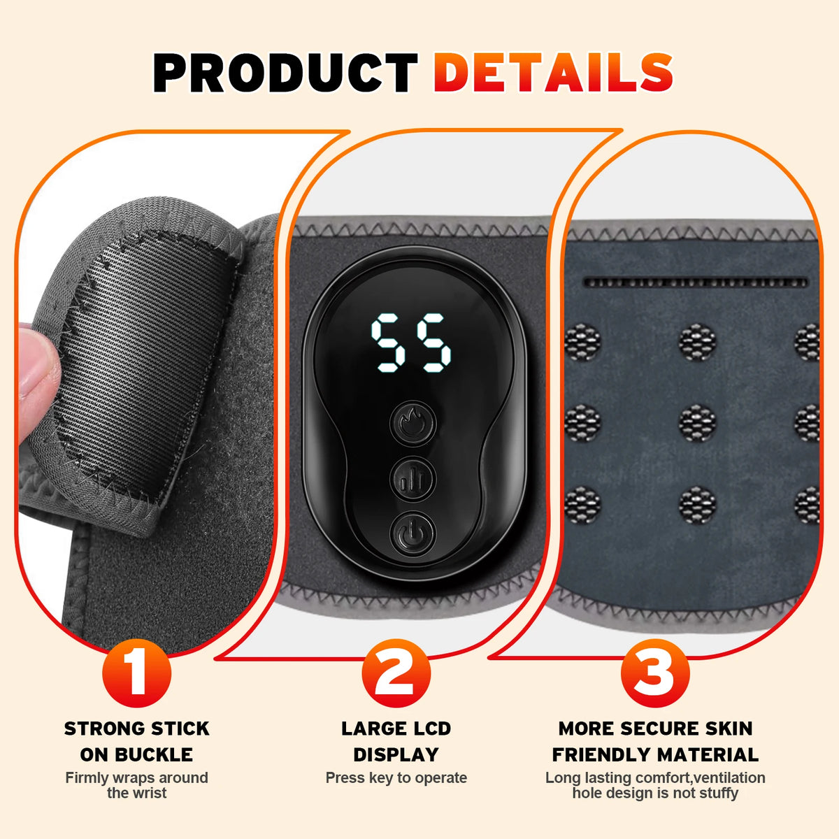 VIMYSHOW Cordless Vibration Wrist & Ankle Massager Wrap Band Vibration Massager Wrap Qst