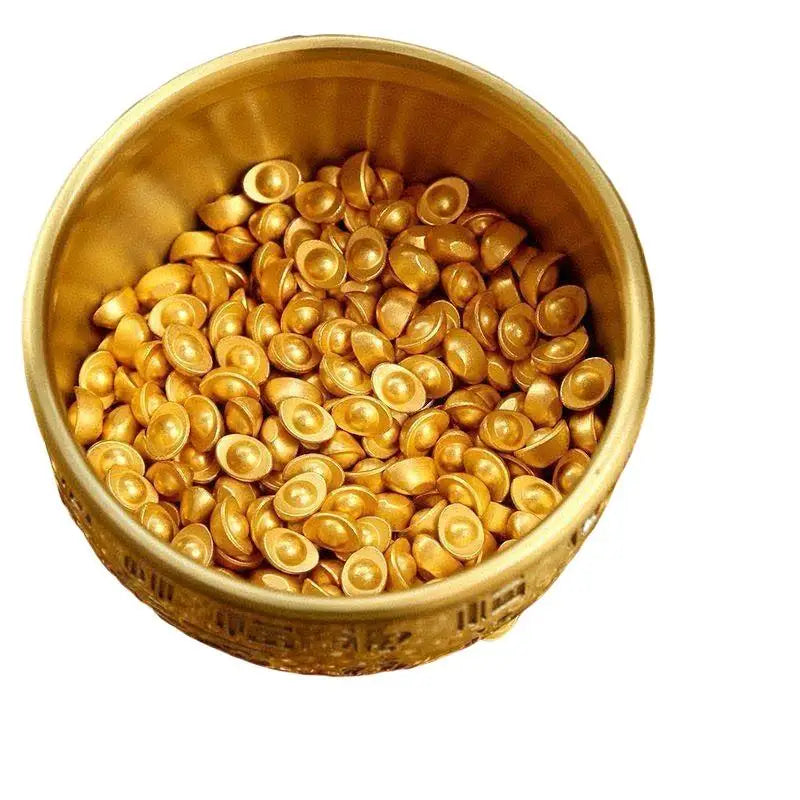 100 Gold Mini Ingot Charms – DIY Wealth Luck Décor & Craft Props Miniature Craft Charms Qme