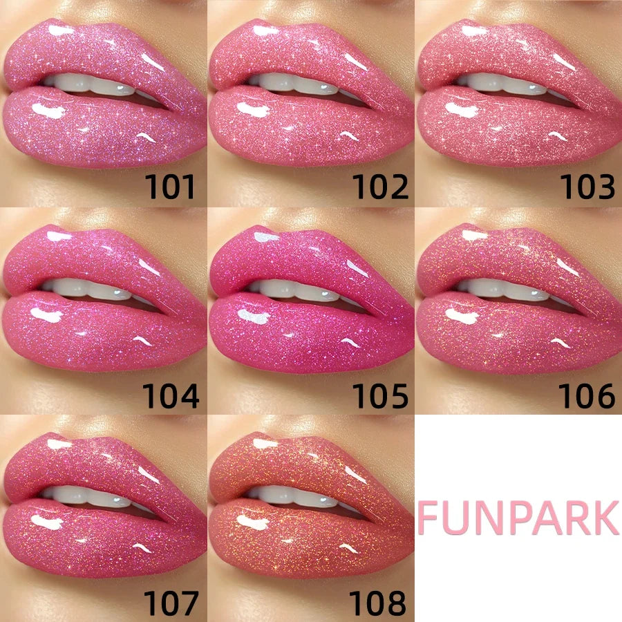 8-Color Glitter Shimmer Lip Gloss – Tinted, Moisturizing Set Glitter Lip Gloss Set Qme