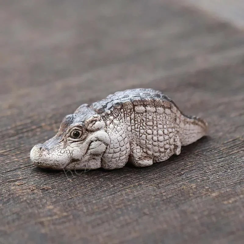 Mini Crocodile Tea Pet Ornament | Handmade Resin Teapot Decor Tea Pet Ornament Qme