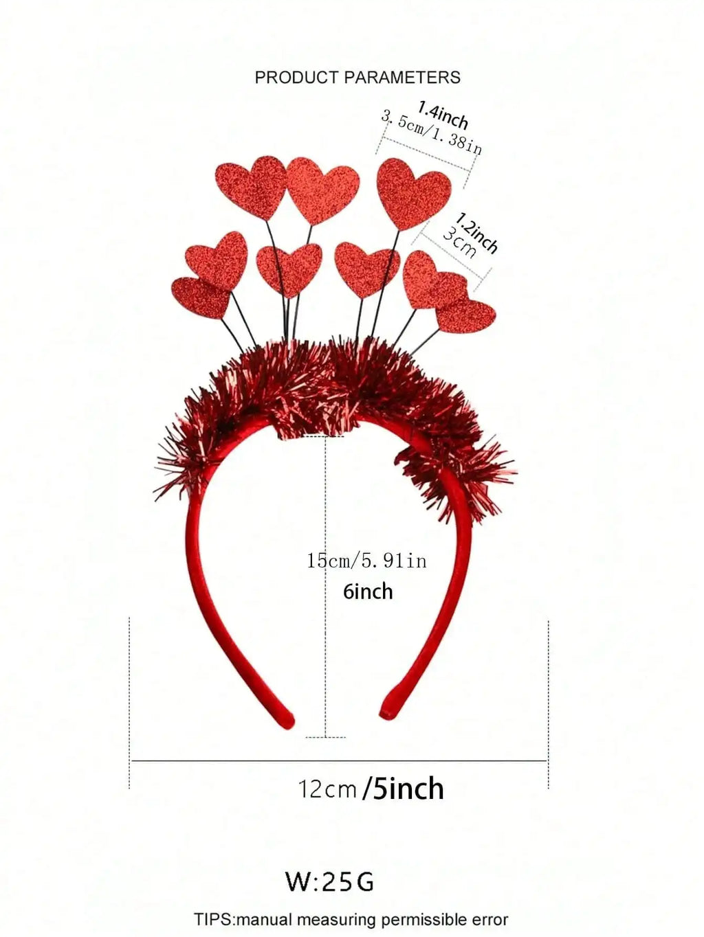 Red Sequin Heart Headband – Valentine's Day & Birthday Party Party Hair Headband Qme