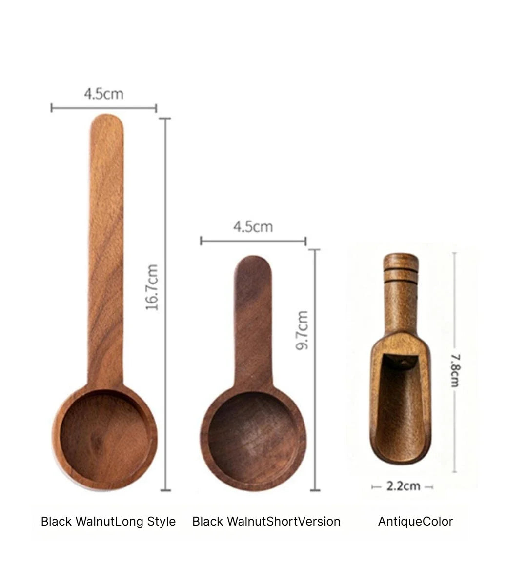 Black Walnut Wood Coffee Measuring Spoon – Precise Gram Scoop Coffee Measuring Spoon Qme 3piece A