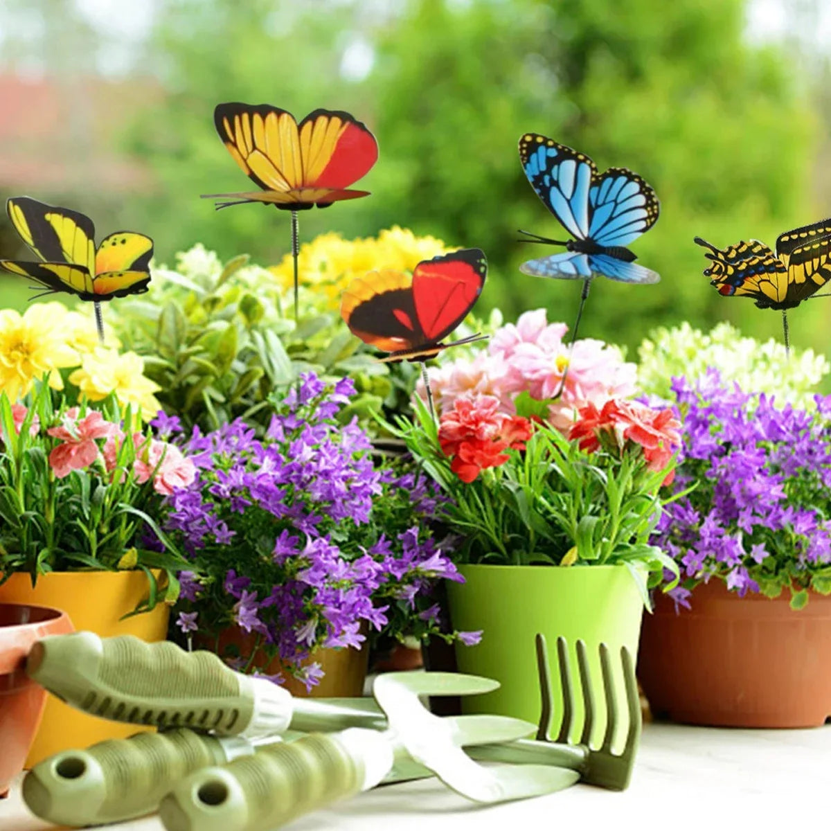Colorful Butterfly Garden Stakes – Wind-Flutter Simulation Decor Garden Decorative Stakes Qme