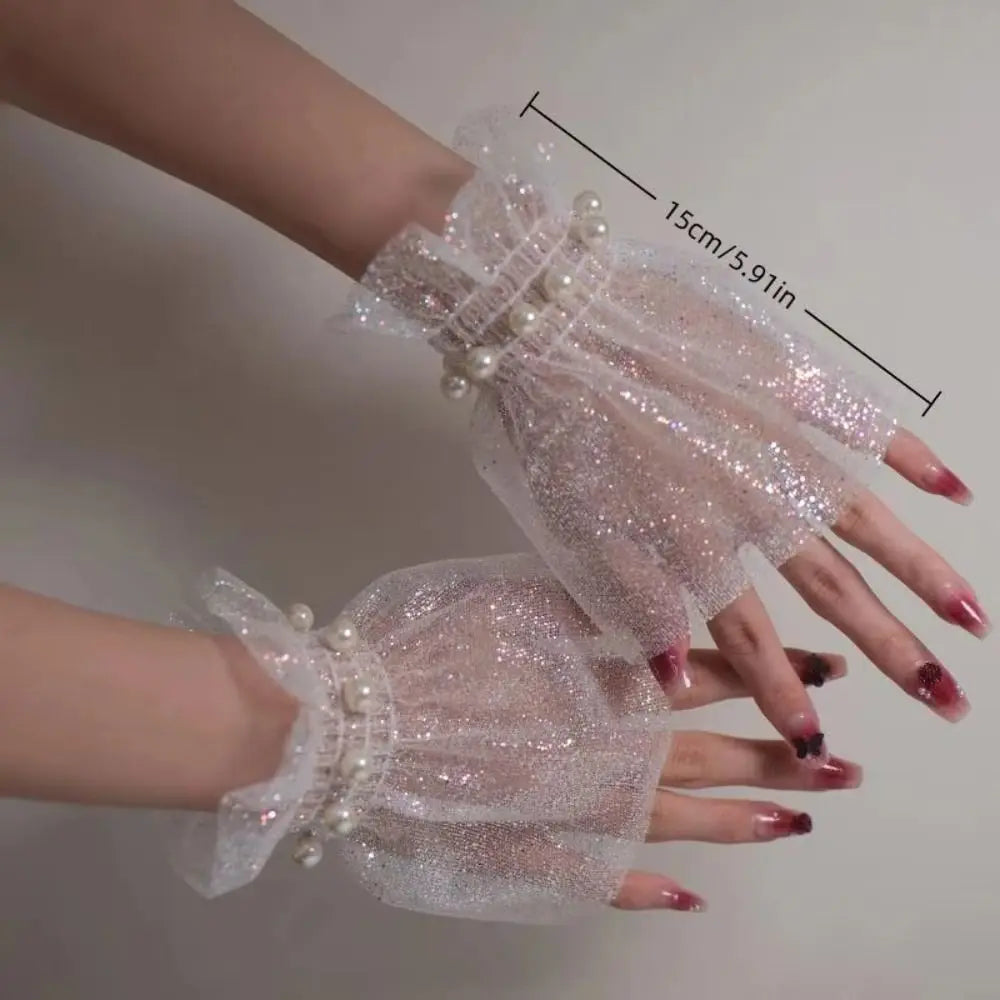 Tulle Sequin Nail Art Background Wrist Fake Sleeves 15cm Nail Art Accessory Qme