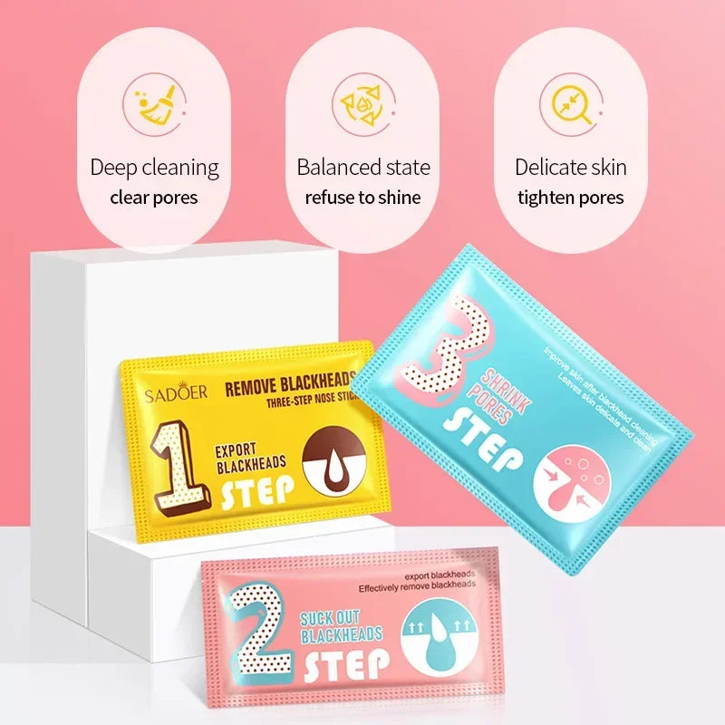 3-Step Blackhead Remover Nose Patch – Deep Pore Cleansing Mask Pore Cleansing Mask Qme