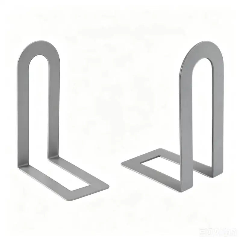 Heavy Duty L-Shaped Iron Bookends – Space-Saving, 1 Pair Iron Bookends Qme Gray