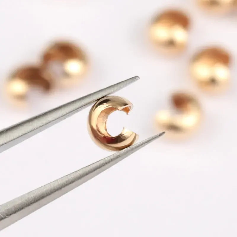 14K Gold Filled Crimp Covers & Cord Buckle Connectors Jewelry Findings Qme