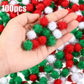 Glitter Sequined Plush Fur Balls 100-200pc – Colorful Craft Décor Craft Embellishment Balls Qme 100Pcs color mixing
