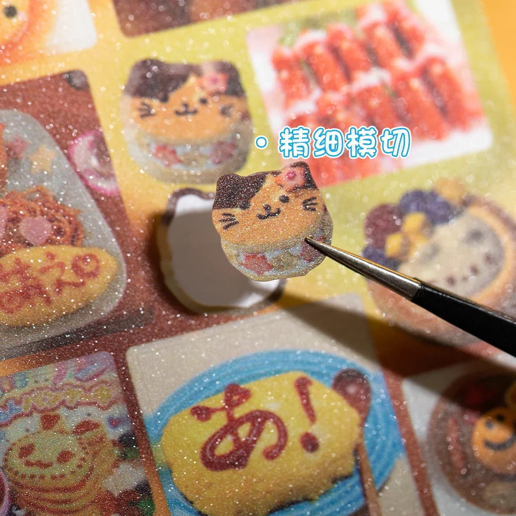 Die-Cut Sticker Book Japanese Food Dessert Vintage Showa Style Die-Cut Sticker Book Qme