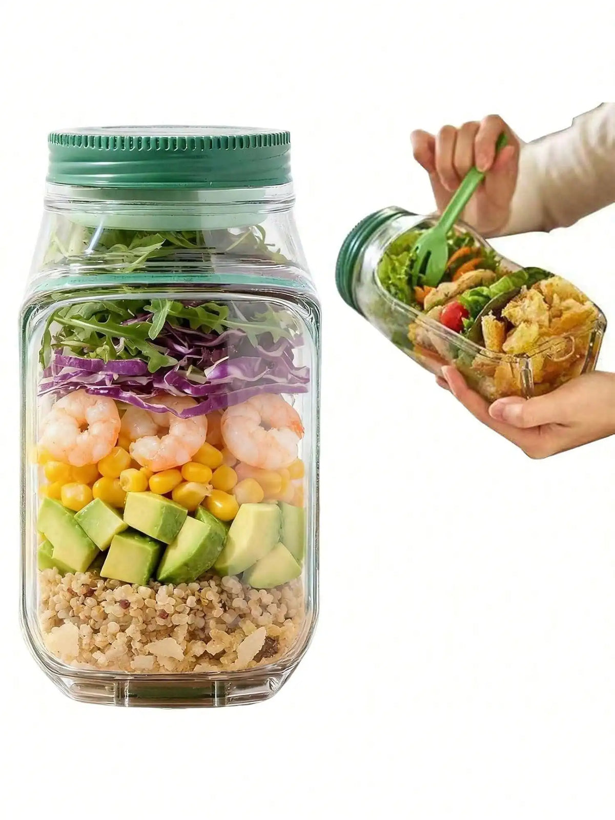 Leak-Proof Salad Box Side Opening Portable Layered Container Food Storage Container Qme