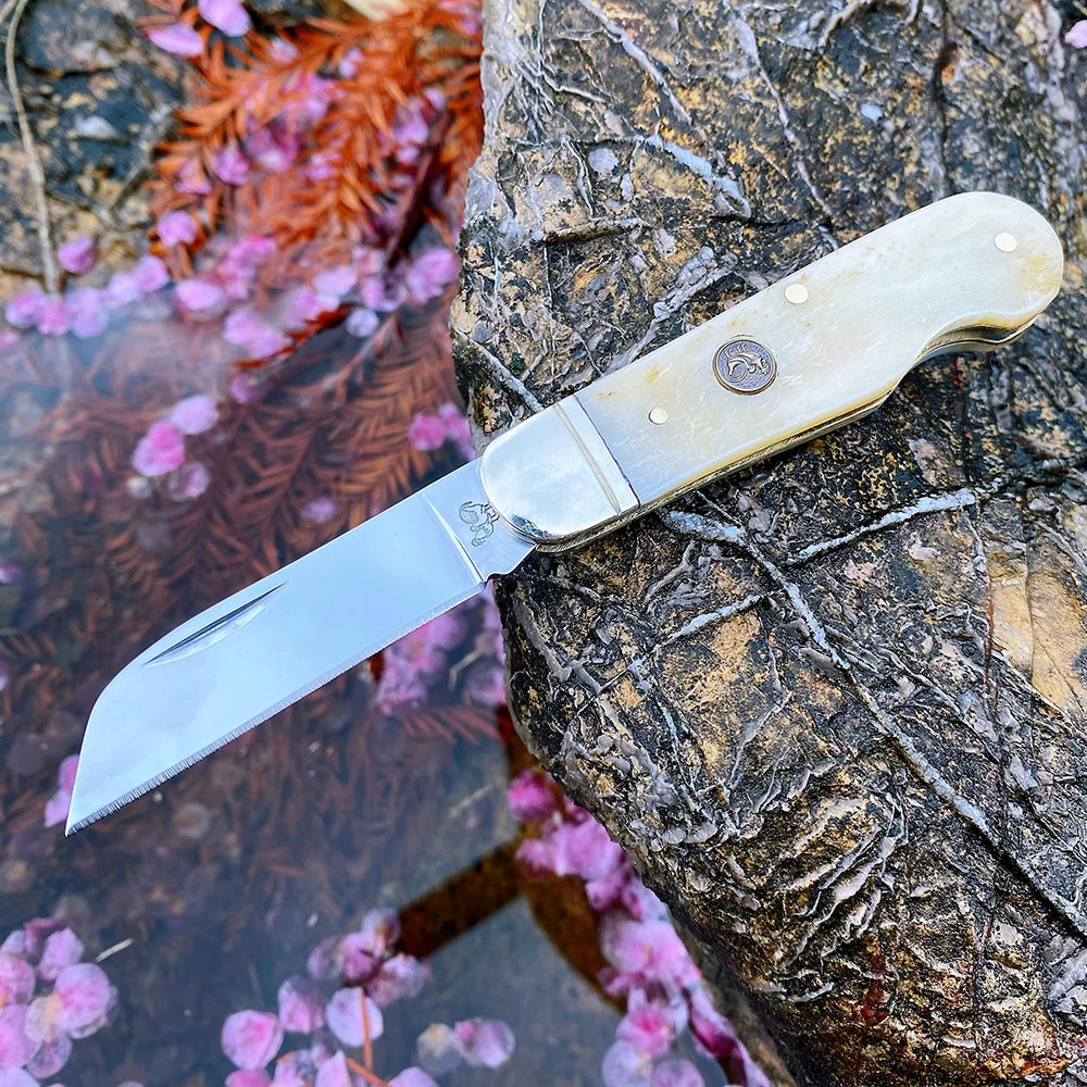 Z.QIAN W135HS Bone Handle Multi-Blade Slip Joint Pocket Knife Folding Pocket Knife Qst Light Yellow