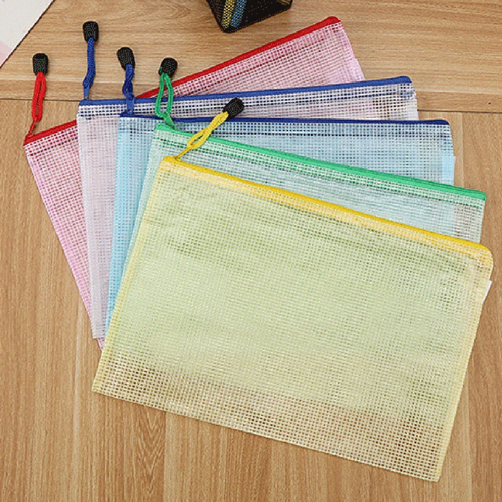 Mesh Zipper File Pouch A4 A5 A6 Document Storage Folder Zipper File Pouch Qme