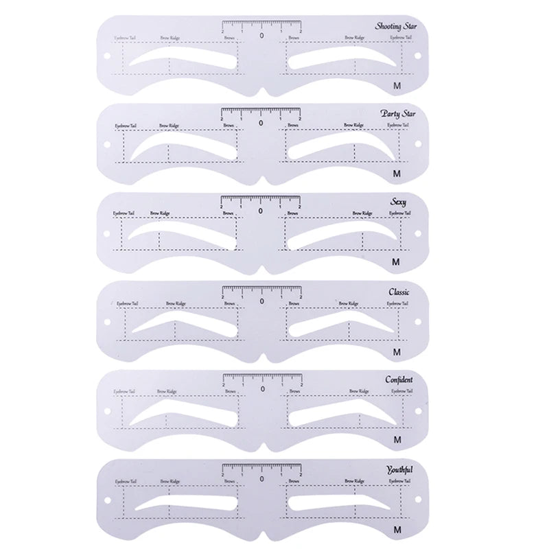 6-Style Reusable Eyebrow Stencils – PVC Shaping Template Kit Eyebrow Stencil Kit Qst M