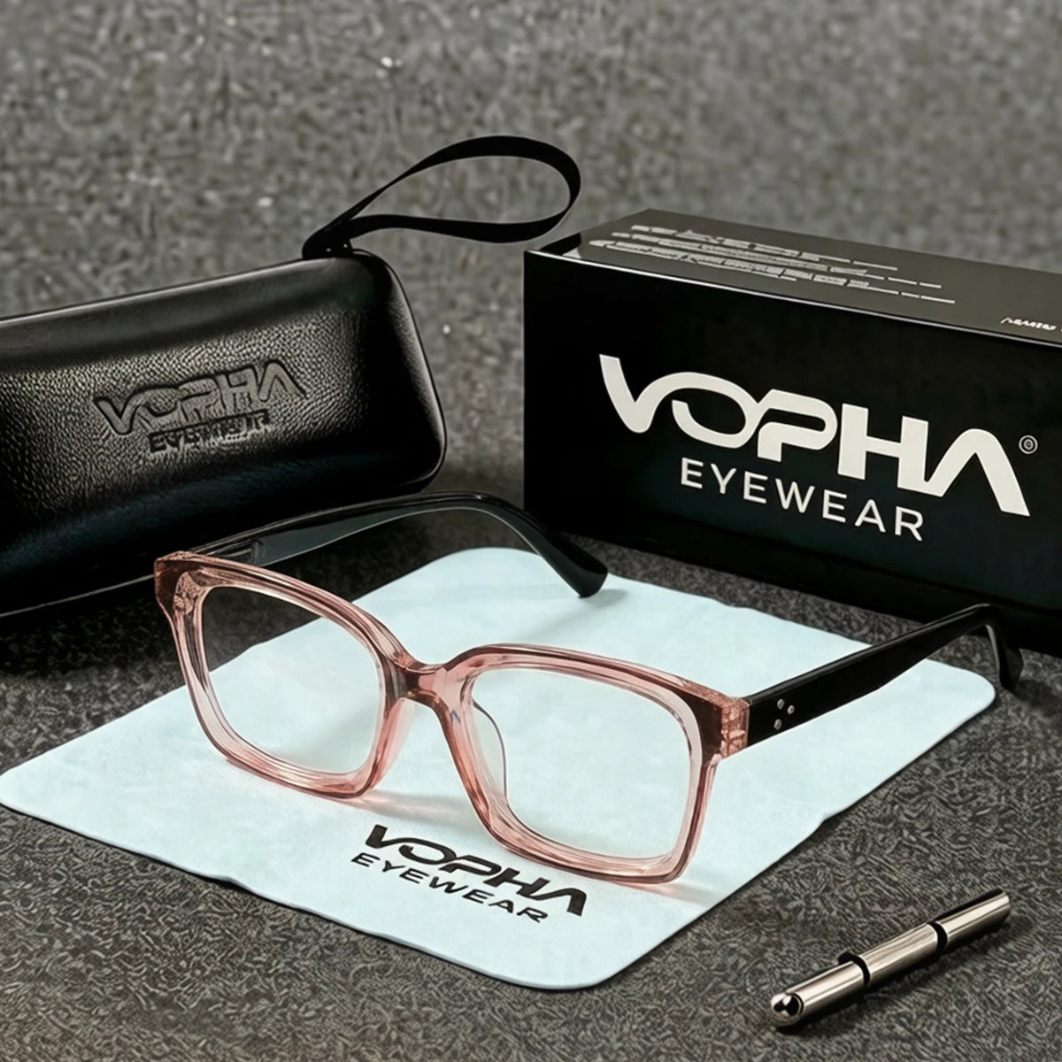 VOPHA Anti Blue Light Reading Glasses Unisex Acetate L29 Reading Glasses Qst Black pink +250