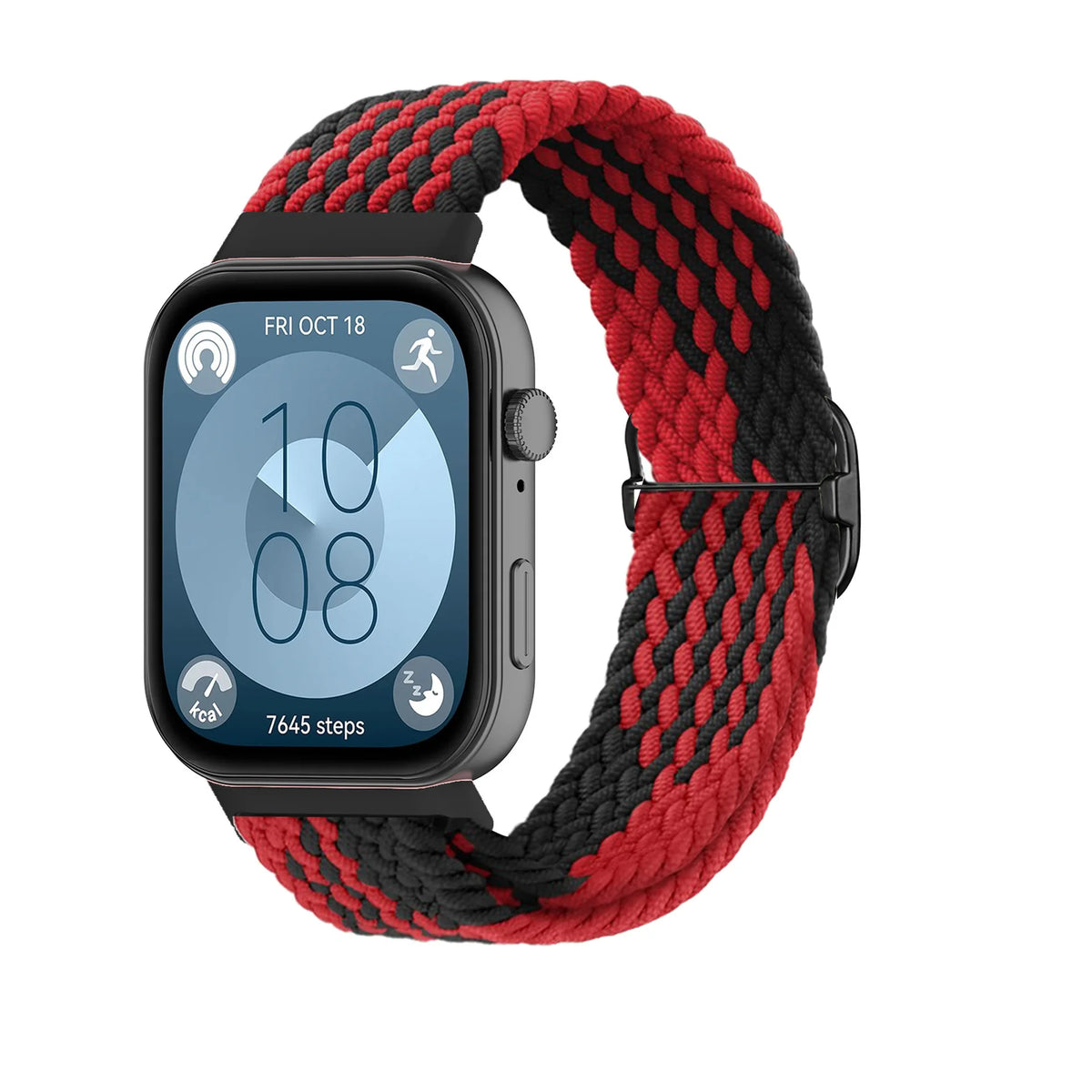 Adjustable Nylon Woven Watch Strap with Metal Buckle Watch Strap Qme red black buckle