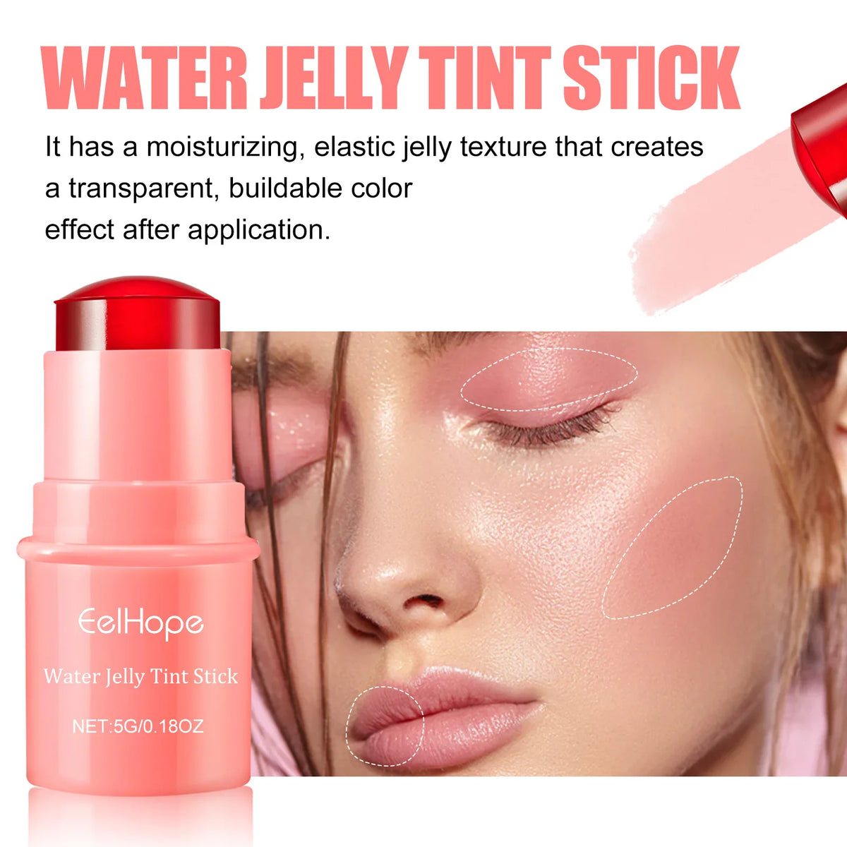 Eelhope 3-in-1 Milk Jelly Tint Blush & Lip Color Stick Blush & Lip Tint Qst