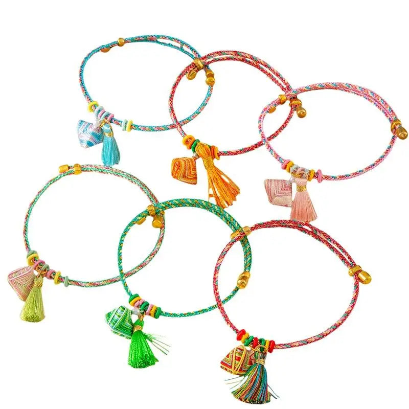 Handmade Colorful Friendship Bracelet – Adjustable Woven Tassel Friendship Bracelet Qst
