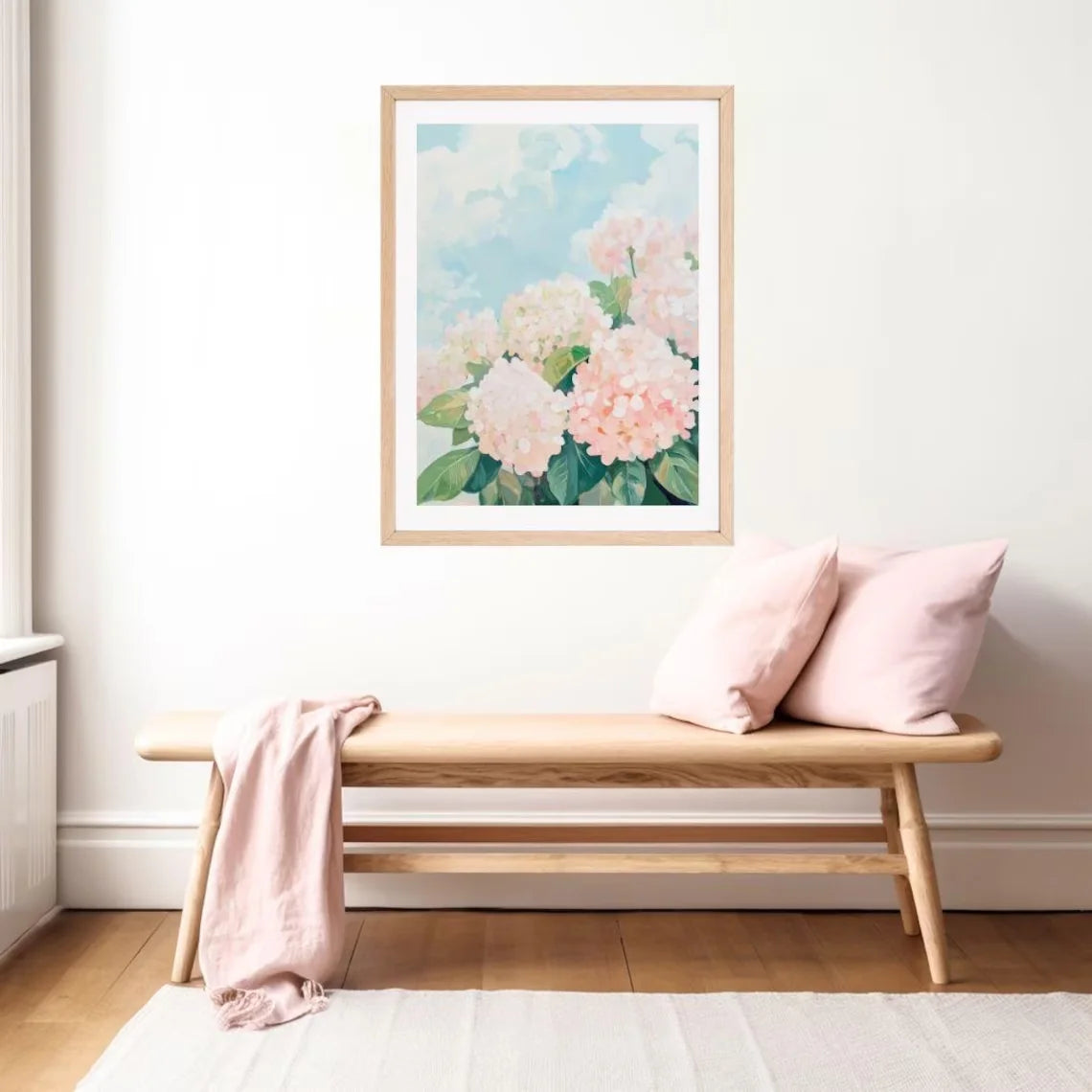 Hydrangea Floral Canvas Wall Art – Impasto Pastel Print Canvas Wall Art Qst