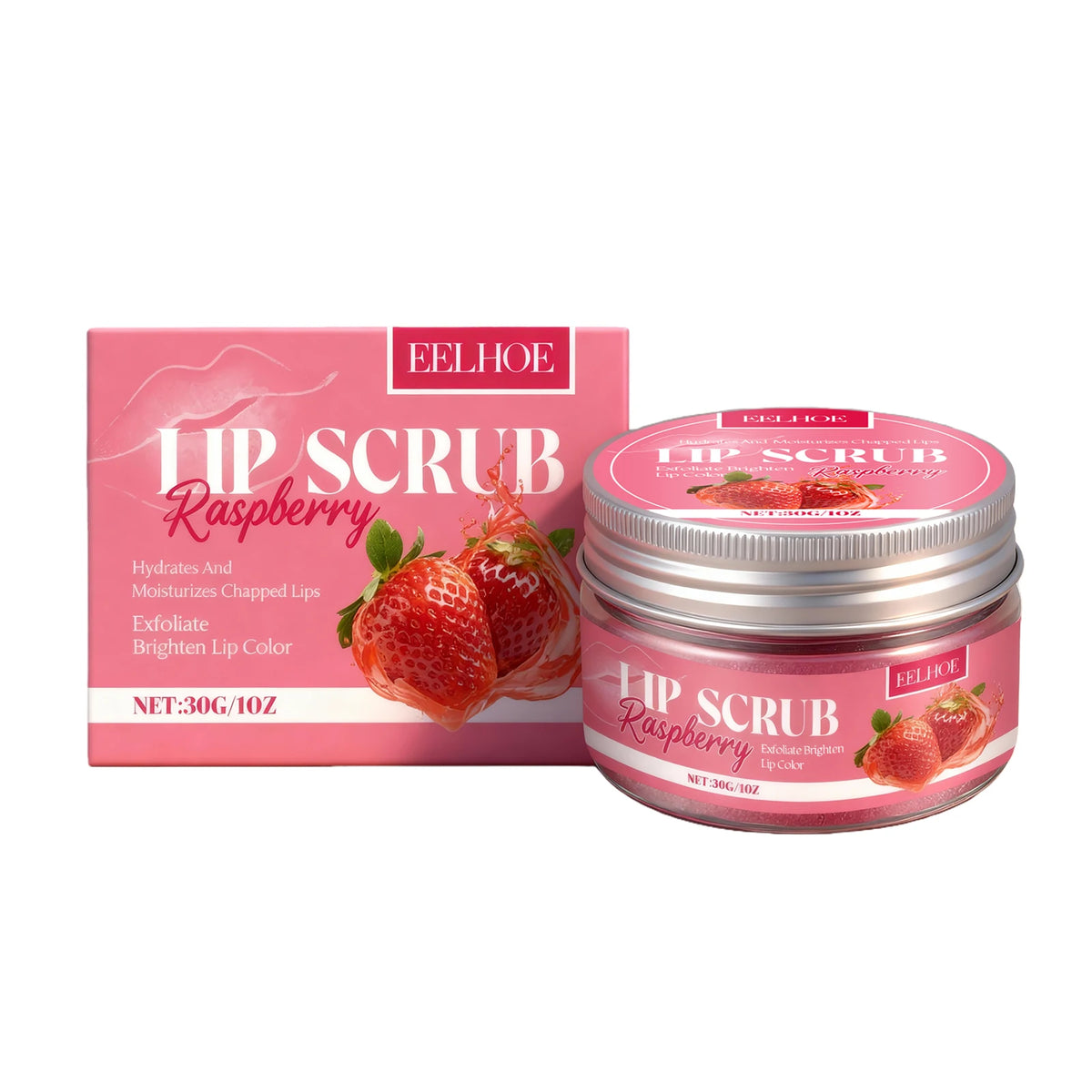 Strawberry Lip Scrub – Moisturizing & Brightening Lip Exfoliator Lip Scrub Qst 30g Boxed