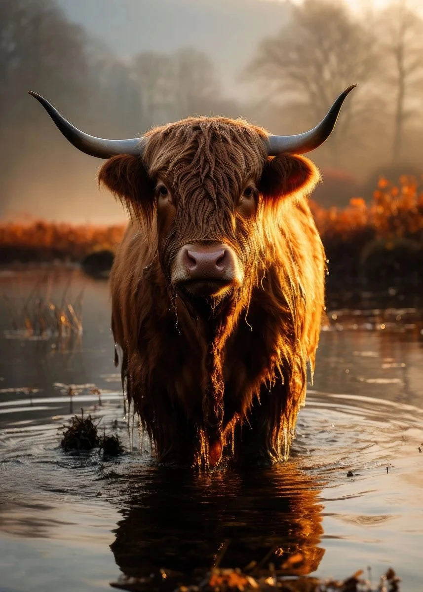 Scottish Highland Cow Canvas Wall Art Poster | Home Decor Canvas Wall Art Qst 7 20x30cm Unframed