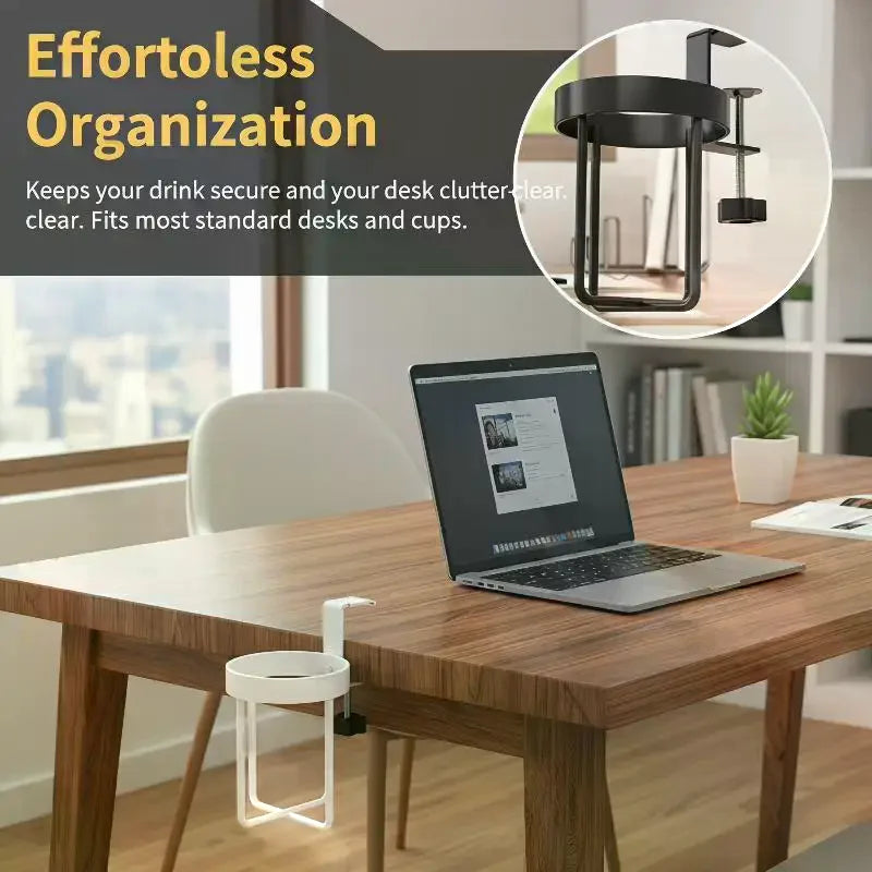 Desktop Cup Holder Clip – Iron Office Desk Drinkware Organizer Desk Cup Holder Qme