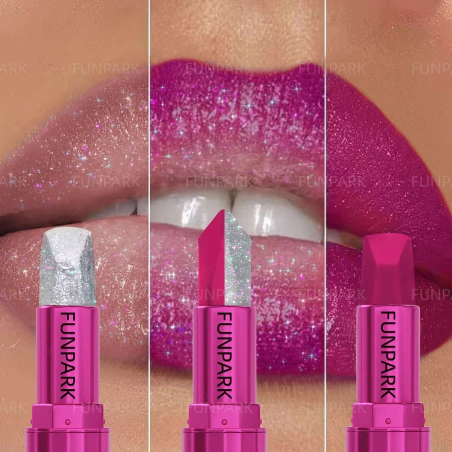 Glitter Two-Tone Matte Lipstick – High Pigment Long-Lasting Matte Glitter Lipstick Qme