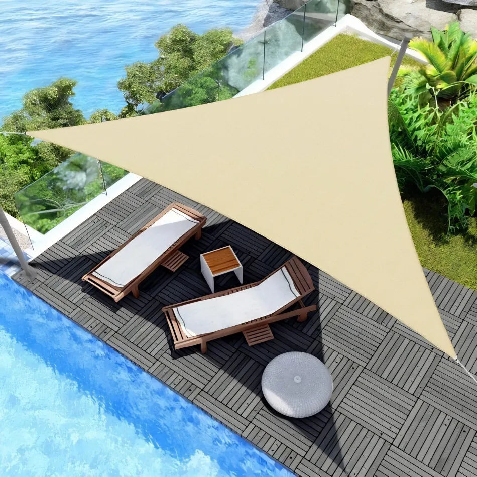 Waterproof Triangle Sail Tarp Sun Shade Canopy for Camping Sun Shade Canopy Qst Beige 4X4X4M