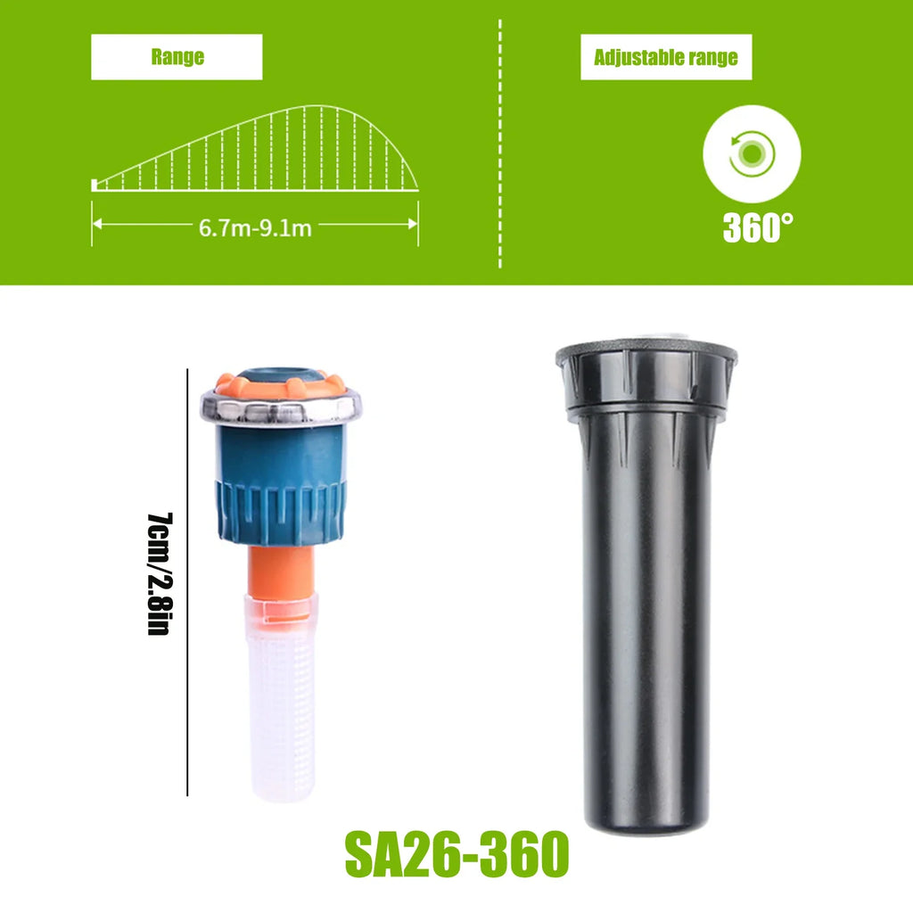 APWIKOGER Adjustable Garden Sprinkler Nozzle 90–360° 2.5–10.7m Garden Sprinkler Nozzle Qme Style F
