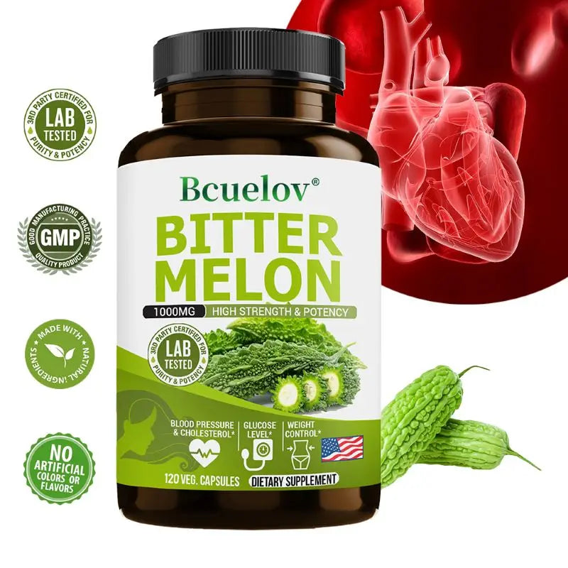 Bitter Melon Extract 1000mg Capsules – Blood Sugar & Immunity Herbal Supplement Qst