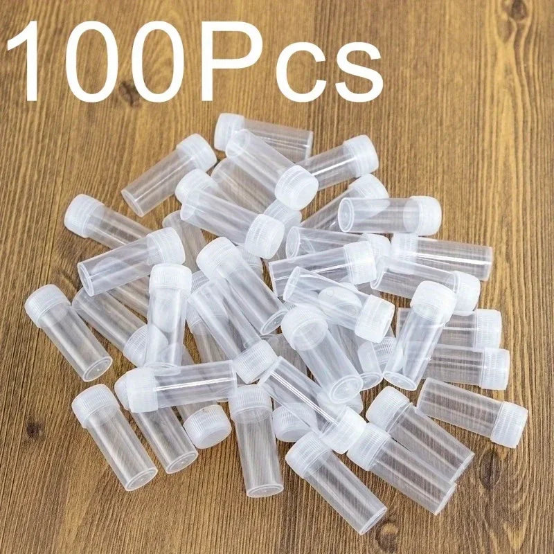 100pcs 5ml Plastic Test Tube Vials with Caps – Pill Storage Plastic Storage Vials Qme