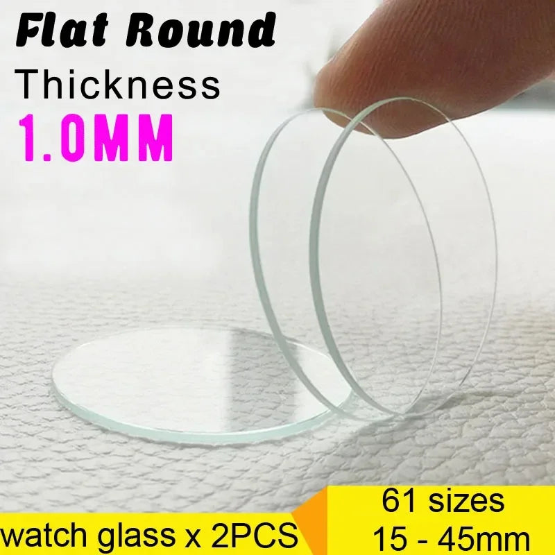 Round Flat Watch Crystal Glass Replacement Lens 15mm–45mm Watch Crystal Lens Qme Diameter 24.5mm Thickness 1.0mm