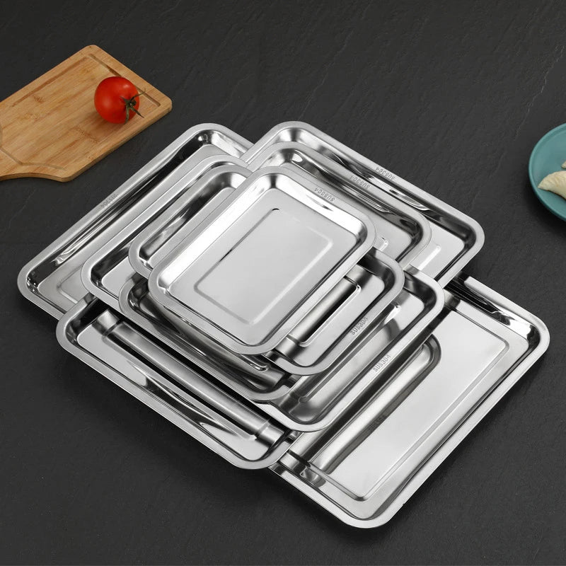 Stainless Steel Rectangle Serving Tray – BBQ & Kitchen Serving Tray Qst