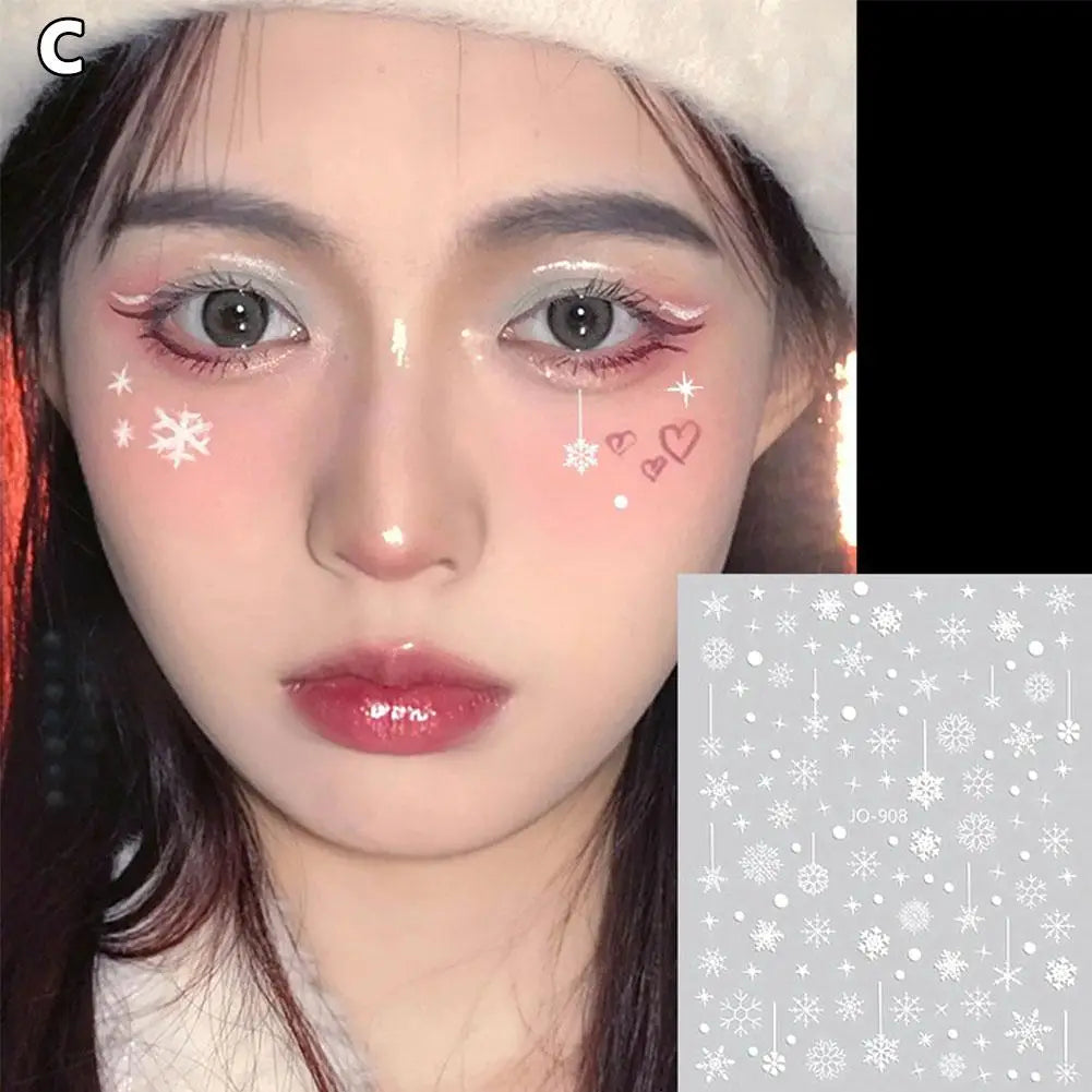 5D Christmas Snowflake Face & Eye Makeup Stickers | 12 Colors Eye Makeup Stickers Qme C CN
