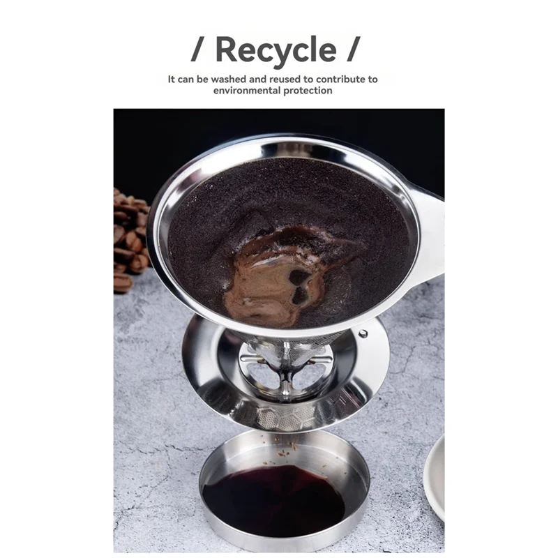 Reusable Stainless Steel Pour Over Coffee Dripper – 1–4 Cup Pour Over Coffee Dripper Qst