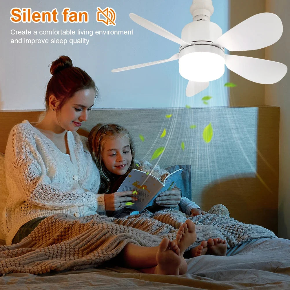 Silent Ceiling Fan with LED Light & Remote Control – E26/E27 LED Ceiling Fan Qme