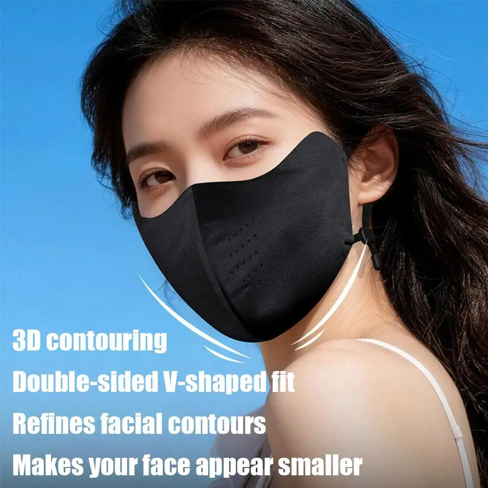 SPF50 UV Ice Silk Face Covering – Washable & Reusable for Women UV Face Covering Qme