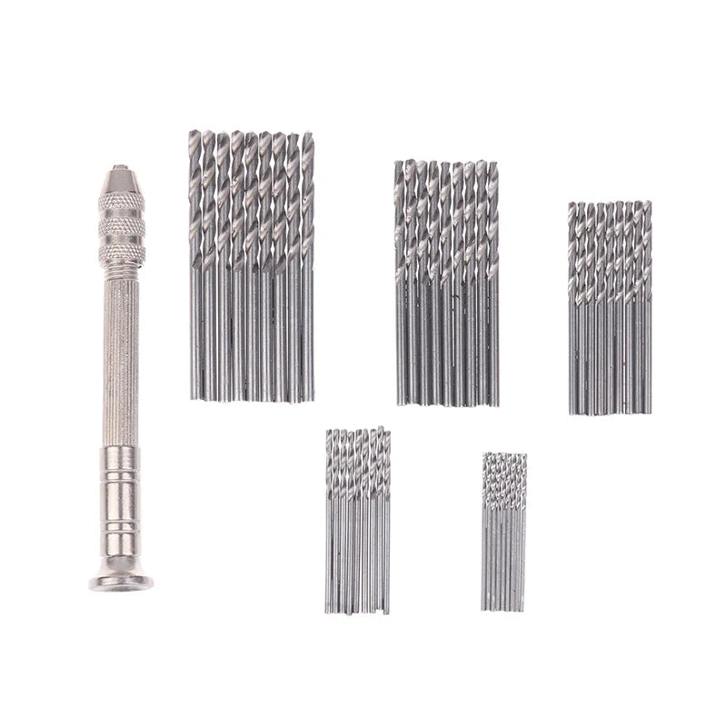 Precision Pin Vise Hand Drill with Twist Bits – Hobby DIY Pin Vise Hand Drill Qme Silver