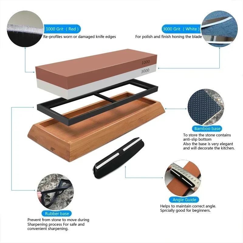 Double-Sided Knife Sharpening Stone | Pro Whetstone Sharpener Whetstone Knife Sharpener Qme