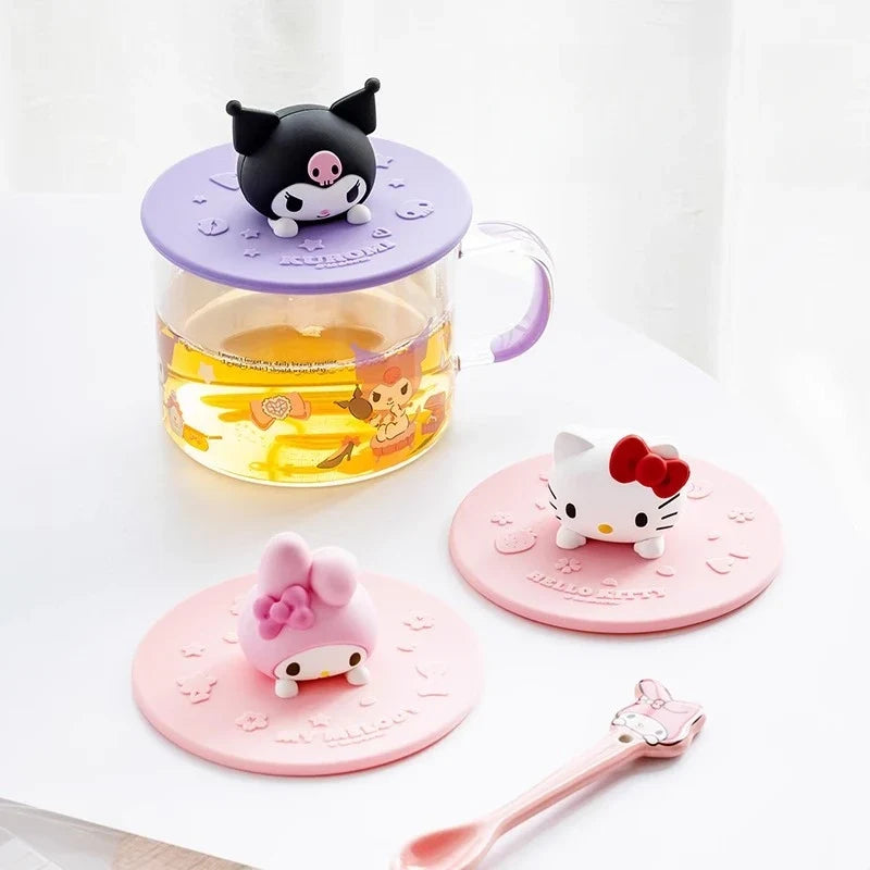 Hello Kitty Kuromi 3D Silicone Cup Lid – Universal Round Cover Silicone Cup Lid Qme