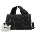 Boho Chic Denim Mini Square Bag – Women's Minimalist Handbag Mini Square Handbag Qme black
