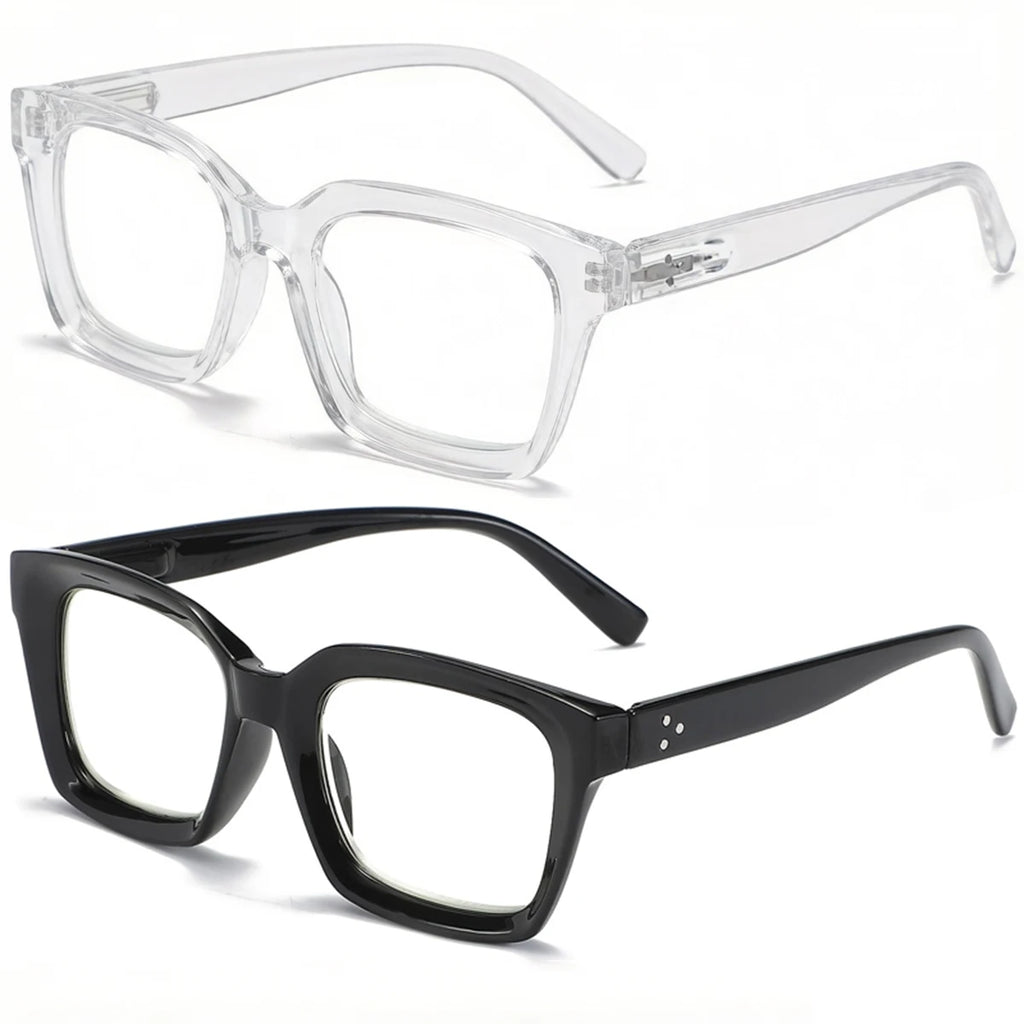 2-Pack Blue Light Blocking Square Reading Glasses +1.0–+3.0 Reading Glasses Qst 300 2pcs