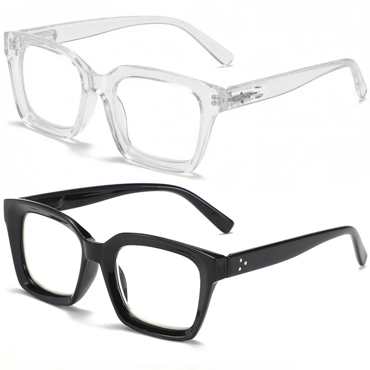 2-Pack Blue Light Blocking Square Reading Glasses +1.0–+3.0 Reading Glasses Qst 300 2pcs