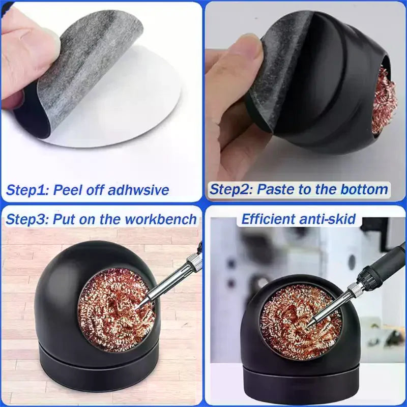 Copper Coil Soldering Iron Tip Cleaner Ball & Holder Soldering Tip Cleaner Qme